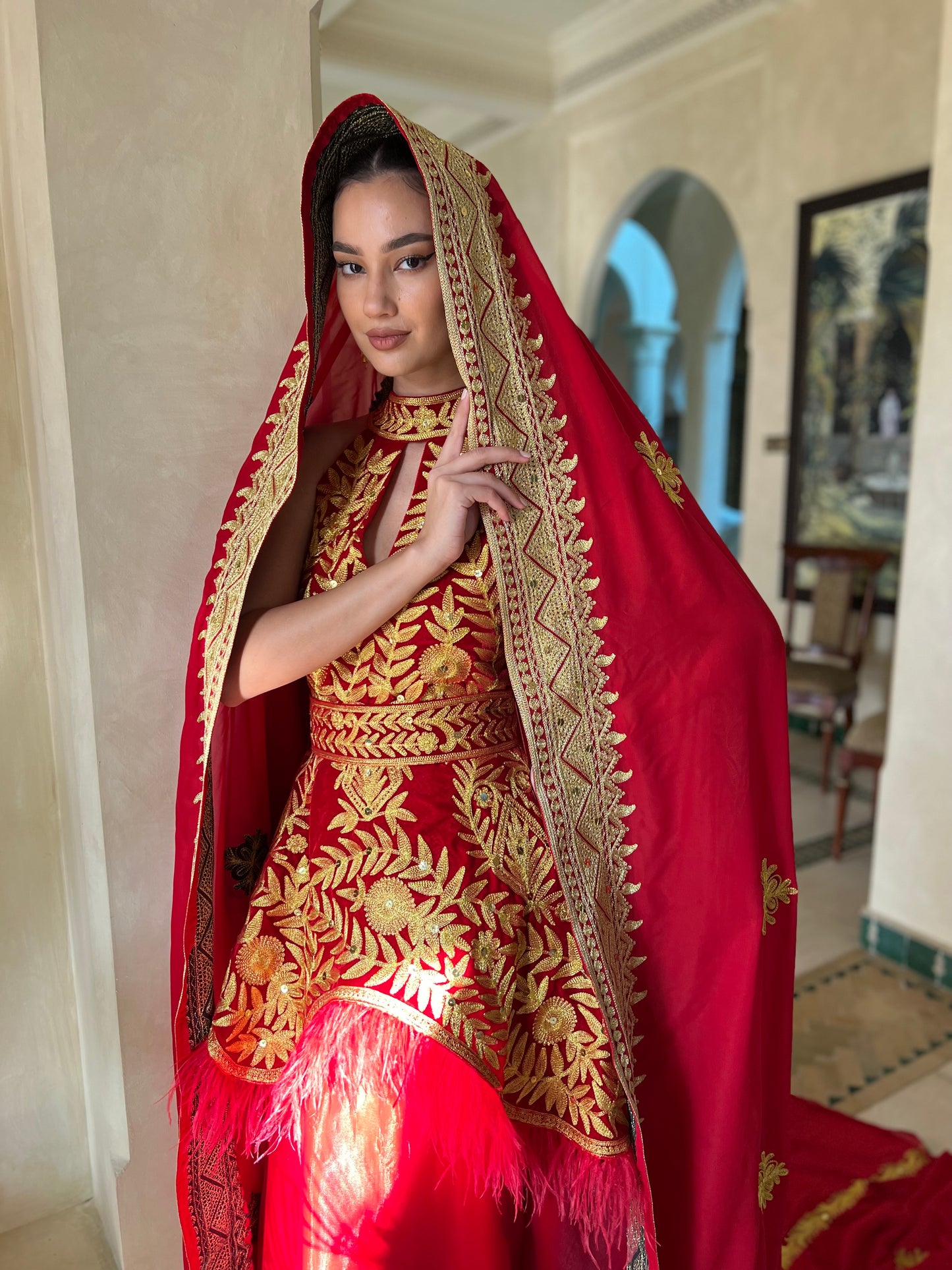 Bridal Red Dress بالطلب فقط
