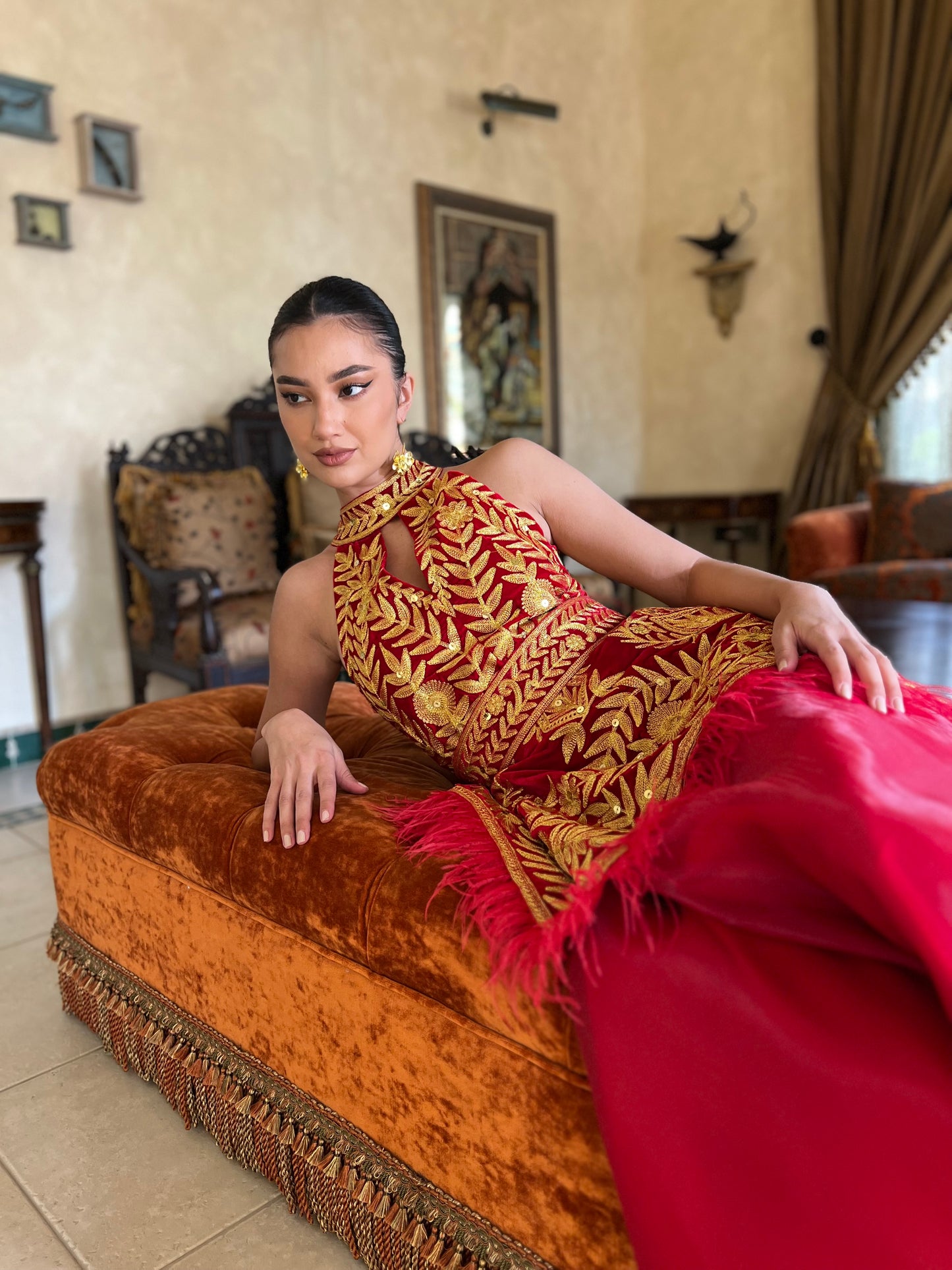 Bridal Red Dress بالطلب فقط