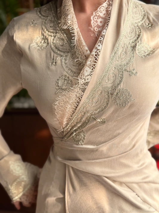 Golden Sand Wrap Dress