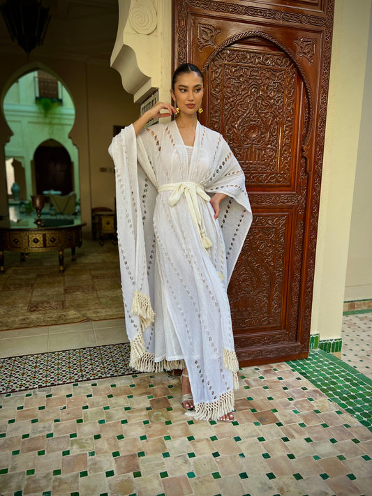 CAPE-EFFECT LINEN JALABIYA